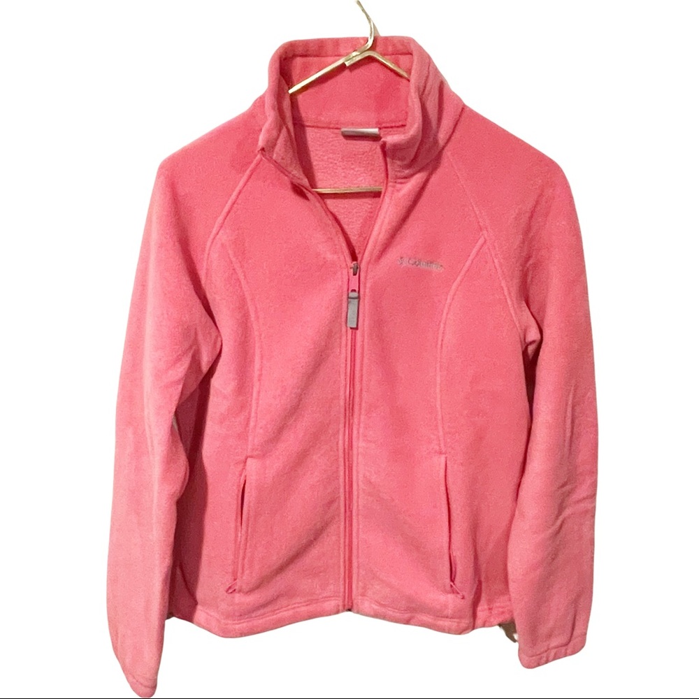 Columbia Womens Medium Pink‎ Full Zip Fleece Jacket Sweatshirt